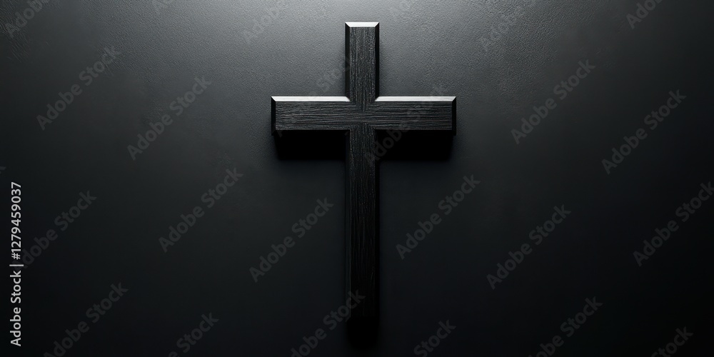 Elegant black wooden cross displayed against a dark background highlighting its simple beauty and significance in spirituality Elegant black wooden cross displayed against a dark background highlighting its simple beauty and significance in spirituality