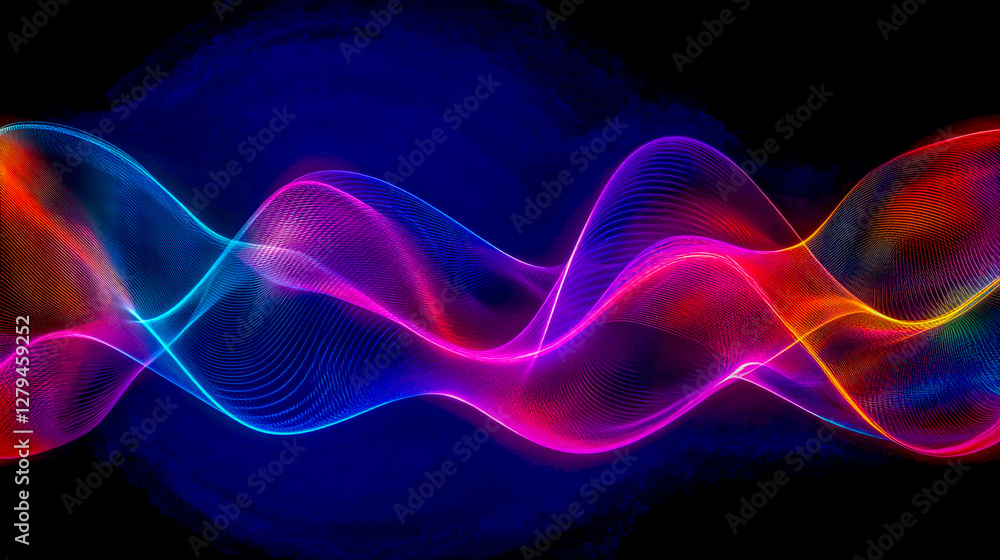 Vibrant Neon Wavy Lines Glowing in the Dark – Futuristic Abstract Background with Dynamic Light Trails and Energy Flow Vibrant Neon Wavy Lines Glowing in the Dark – Futuristic Abstract Background with Dynamic Light Trails and Energy Flow