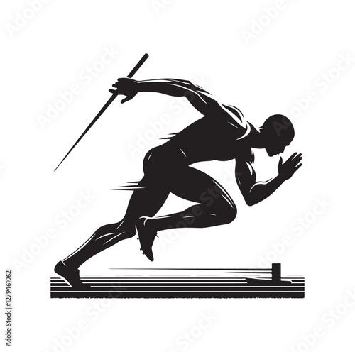 Track and field athlete in action silhouette vector illustration
