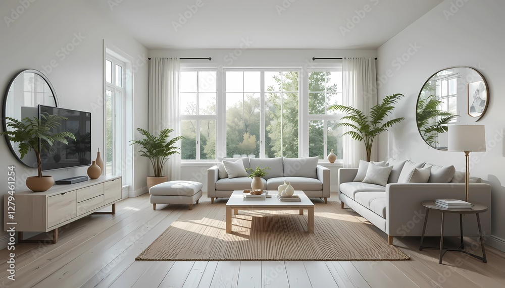 Scandinavian-inspired living room with floor-to-ceiling windows and minimalist decor.
Scandinavian-inspired living room with floor-to-ceiling windows and minimalist decor.