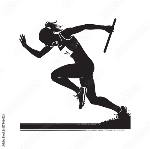 Track and field athlete in action silhouette vector illustration