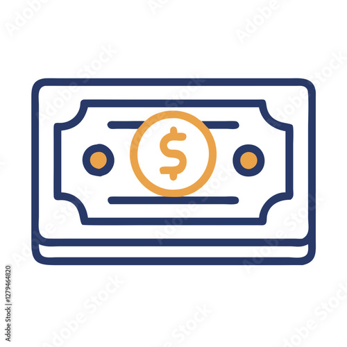 Vector icon representing currency with a dollar sign, used in financial and economic contexts for various applications