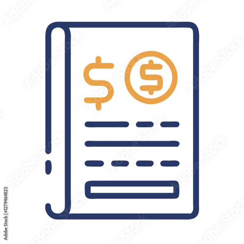 Vector icon of a bank statement featuring dollar signs and lines representing transaction details