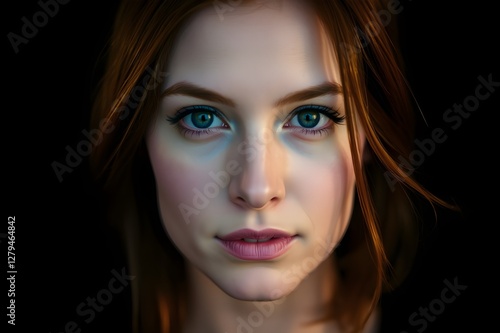 Wallpaper Mural Cheerful middle-aged woman smiles warmly in studio. Portrait shot against plain green background. Attractive woman in casual green sweater. Pro, friendly expression. Mid-life beauty, casual style Torontodigital.ca