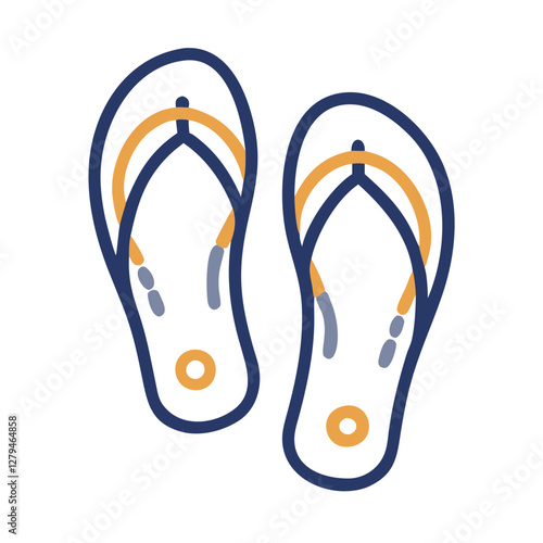 Beach sandals icon showcasing a simple, modern design suitable for summer activities on sandy shores or poolside lounging