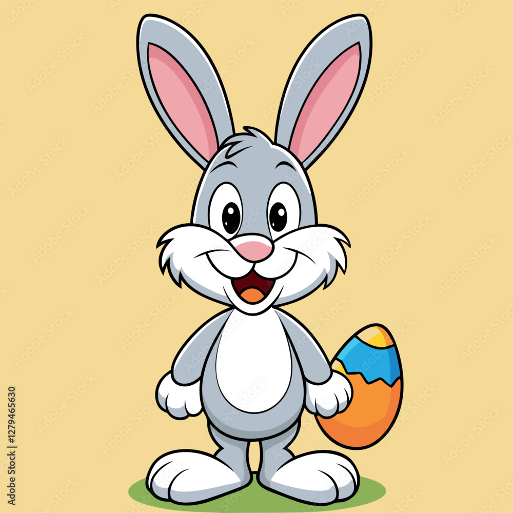 Fototapeta premium Easter Bunny with Colorful Eggs Vector