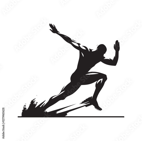 Track and field athlete in action silhouette vector illustration
