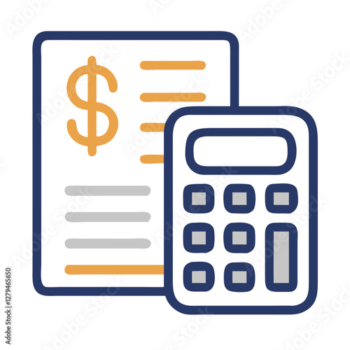 Loan calculator icon with document featuring financial figures for budgeting and financial planning