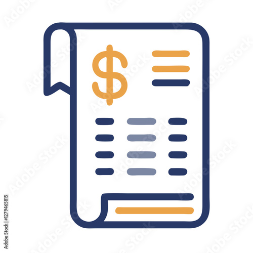 Payment receipt icon design illustrating transactional details with a dollar sign and numeric information