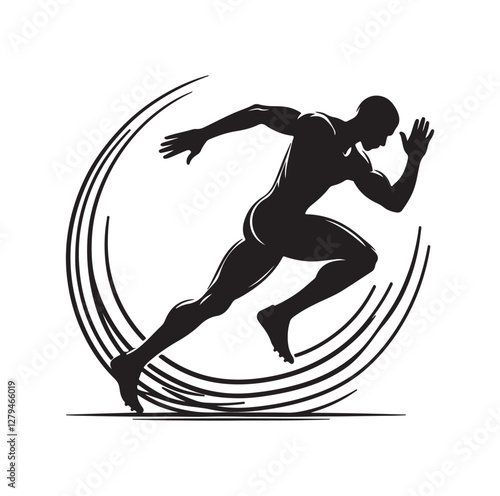 Track and field athlete in action silhouette vector illustration