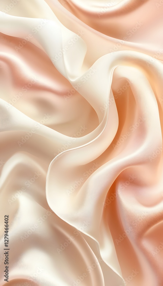 Delicate flowing silk fabric in shades of cream and peach Delicate flowing silk fabric in shades of cream and peach