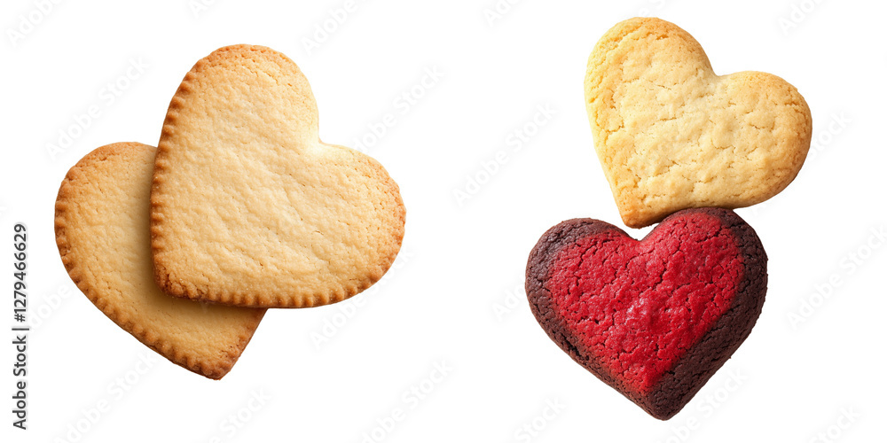 Obraz premium set of a Heart-Shaped Cookies Assortment Isolated on Transparent Background