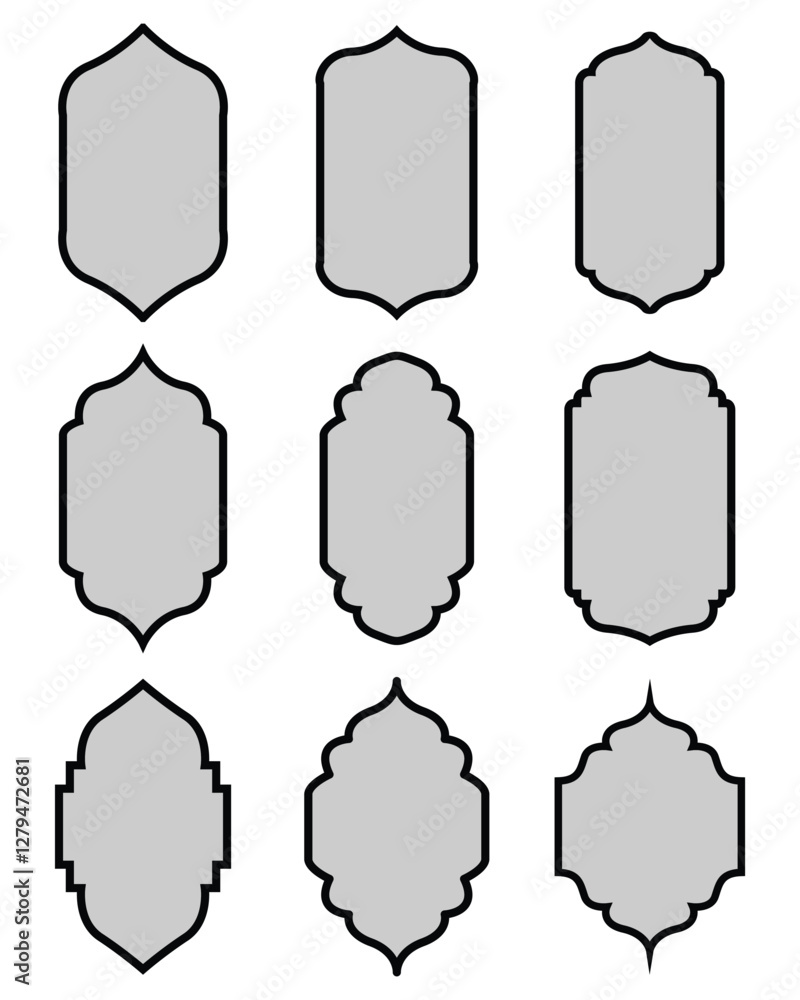 Set of Islamic frames different shapes Set of Islamic frames different shapes