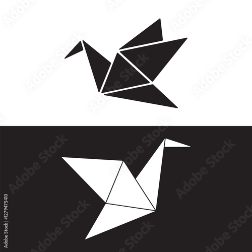 Free Download Origami Bird Silhouette in Black and White Contrast - GFXLoad