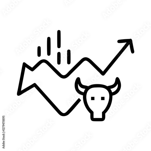 Stock market icon, dynamic design, financial growth concept, black and white