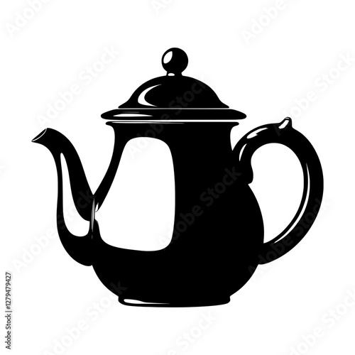 teapot, black silhouette icon vector
