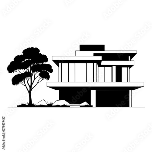 house, minimalist modern architecture vector