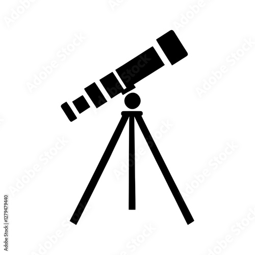 telescope, black silhouette mounted on tripod icon vector