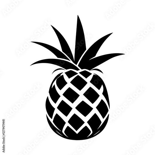pineapple, black silhouette icon vector