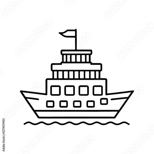 ship, simple black and white line drawing  vector