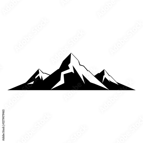 mountains, minimalist black and white peaks icon vector