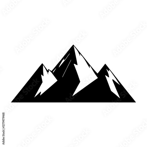 mountains, minimalist black and white peaks icon vector