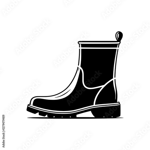 boot, black and white silhouette icon vector