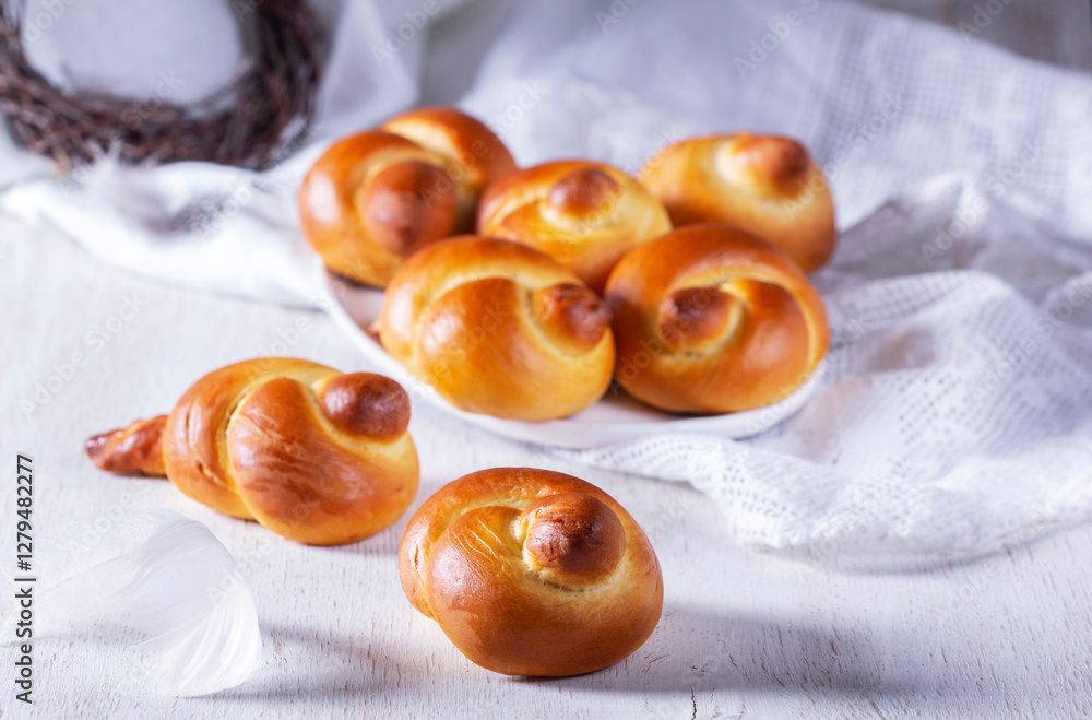 Larks - birds made of dough, to welcome spring. Traditional festive bread bird made of buttery dough. cooking homemade cakes, process