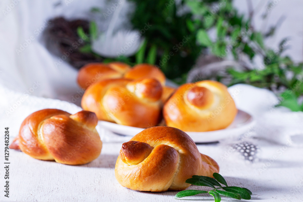 Larks - birds made of dough, to welcome spring. Traditional festive bread bird made of buttery dough. cooking homemade cakes, process