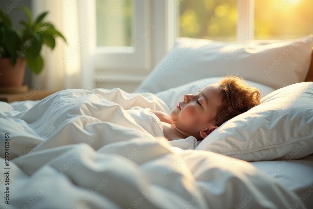 White sheets, sunlight on bed, inviting sleep, hygge, morning White sheets, sunlight on bed, inviting sleep, hygge, morning