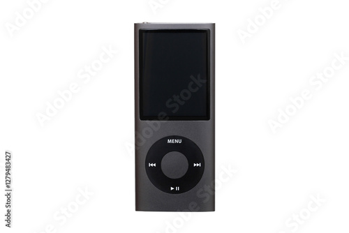 Obsolete music mp3 flash player isolated on white background.