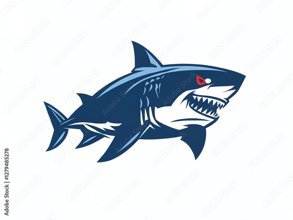 Obraz premium Shark logo design featuring fierce teeth and a dynamic pose ideal for sports teams or branding purposes