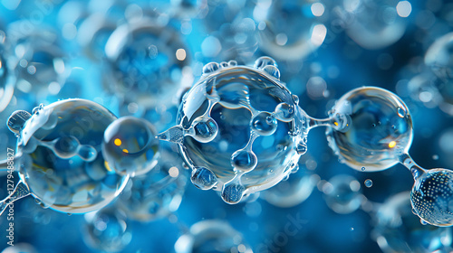 A futuristic representation of medical hydrogel technology integrated with smart materials, demonstrating its adaptability and responsive properties at the nanoscale.