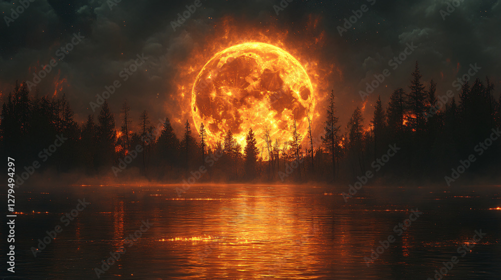 Obraz premium Enchanted Twilight: A Mystical Forest Sunset