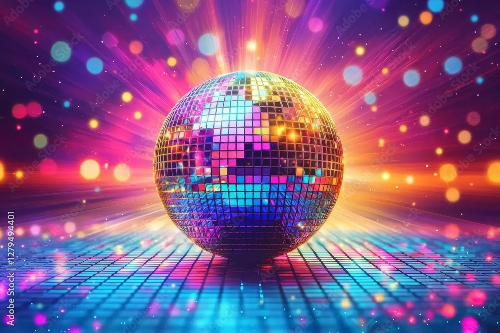 Obraz premium Celebrate the iconic disco era with stunning mirror globe visuals. 