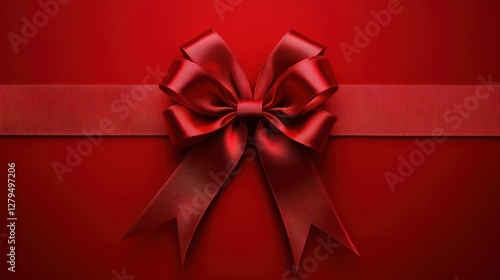Elegant red ribbon on a bold red background with a decorative bow knot