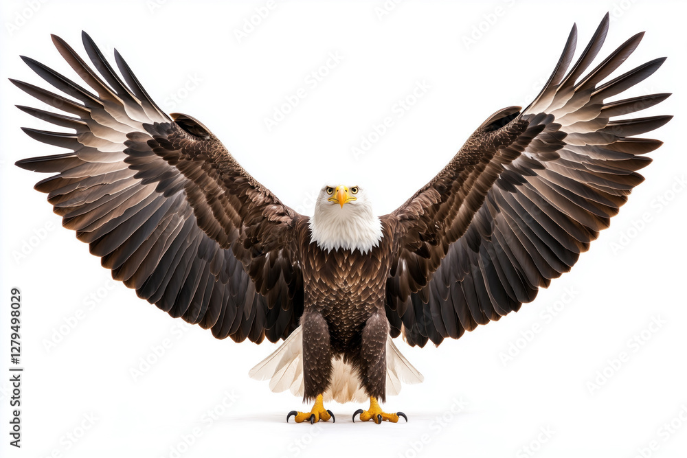 Naklejka premium Bald eagle with wings fully spread