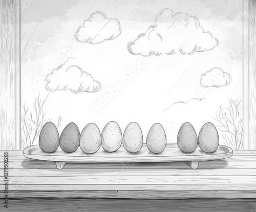 A rainbow of painted eggs d...