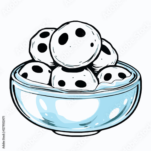 Indian Pani Puri Crispy Hollow Spheres with Tangy Water A Refreshing and Spicy Snack Black Outline Vector