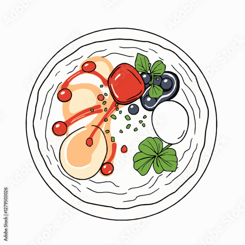 Russian Blini Thin Pancakes with Various Fillings A Soft and Delicious Treat Black Outline Vector Illustration