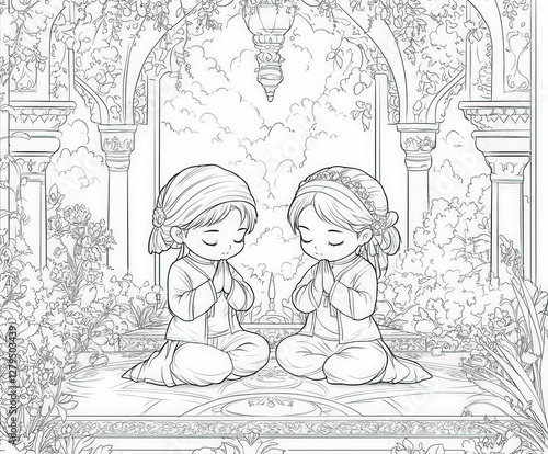 Children praying together i...