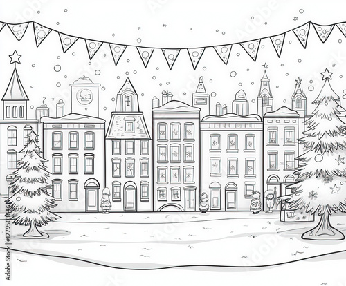 Festive lights and banners ...