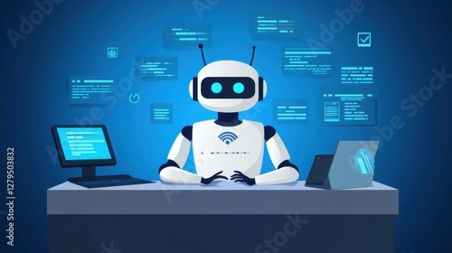 Wallpaper Mural Chatbot conversation assistant. Person using online customer service with chat bot to get support. Artificial intelligence and CRM software technology customer support center CONTACT US Torontodigital.ca