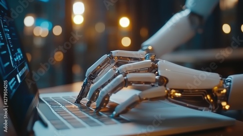 man using laptop for searching of technology smart open AI or artificial intelligence using an artificial intelligence chatbot developed.