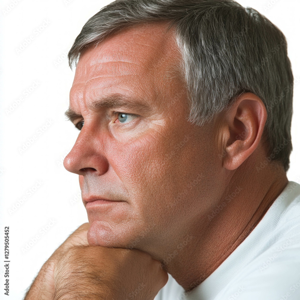 Obraz premium Thoughtful Man Isolated