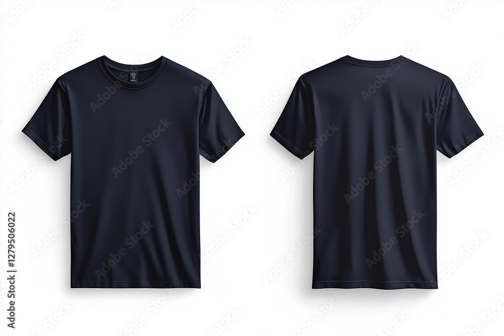 Plain navy t-shirt front and back for mockup Plain navy t-shirt front and back for mockup