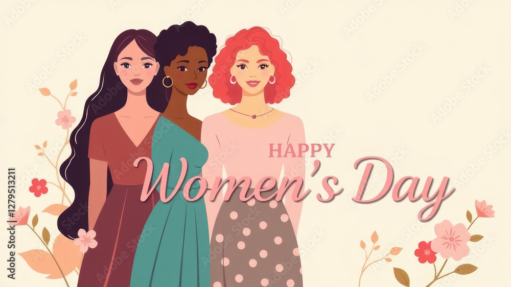 Celebrating Womens Day with a vibrant illustration of diverse women in harmony. Generative AI Celebrating Womens Day with a vibrant illustration of diverse women in harmony. Generative AI