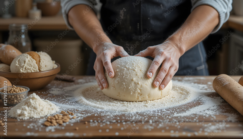 man making a bread, close up of his hands man making a bread, close up of his hands
