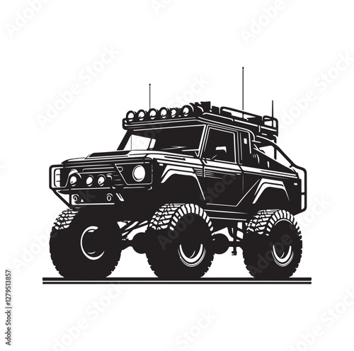 offroad racing truck silhouette vector illustration
