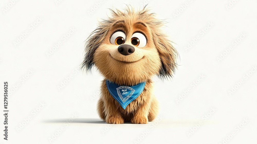 Obraz premium Close-up photo of a dog wearing a bandana around its neck and grinning